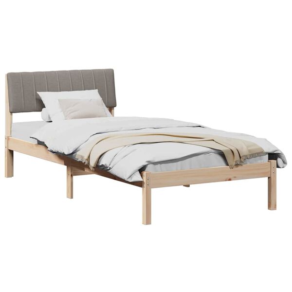vidaXL Bedframe Bruin en taupe 90 x 200 cm Massief grenenhout