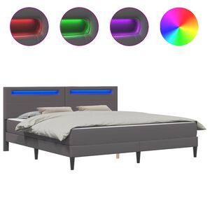 vidaXL Bedframe met LED-stripverlichting Grijs 180 x 200 cm Kunstleer