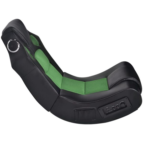 vidaXL Schommelstoel met muziek kunstleer zwart en groen