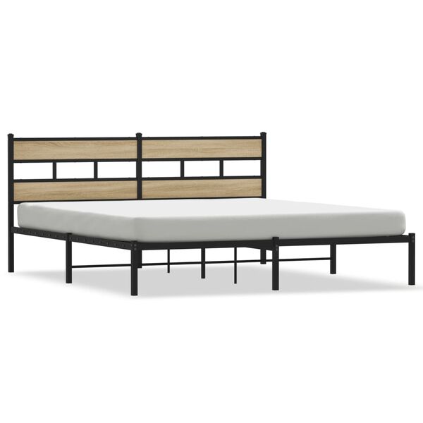 vidaXL Bedframe zonder matras metaal sonoma eikenkleur 200x200 cm