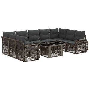 vidaXL Tuinbankenset 10 st Grijs en Donkergrijs poly rattan