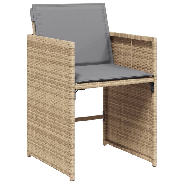 vidaXL 11-delige Tuinset met kussens poly rattan gemengd beige
