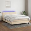 vidaXL Boxspring met matras en LED stof cr&egrave;mekleurig 140x200 cm