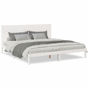 vidaXL Bedframe extra lang zonder matras massief hout wit 200x210 cm