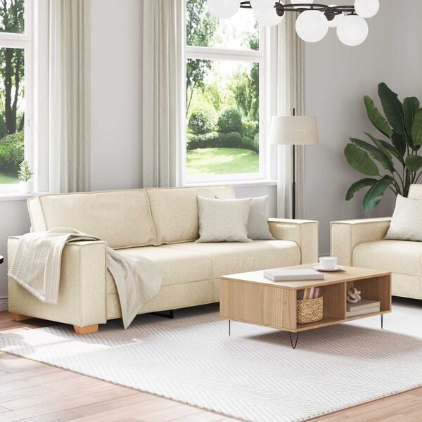 vidaXL Bank 2 pcs Beige 220 x 80 x 84 cm Linnen-mix stof