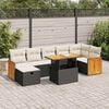 vidaXL 5-delige Loungeset met kussens poly rattan zwart