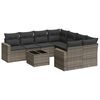 vidaXL 9-delige Loungeset met kussens poly rattan grijs