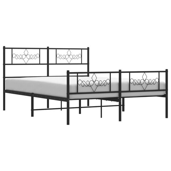 vidaXL Bedframe met voetbord zonder matras metaal zwart 160x200 cm