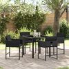 vidaXL Tuin eettafelset met kussen 5 pcs Zwart poly rattan