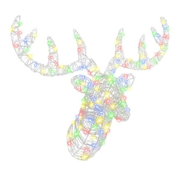 vidaXL Hertenkop met 140 LED kleurrijk 68 x 36,5 x 62,5 cm Acryl
