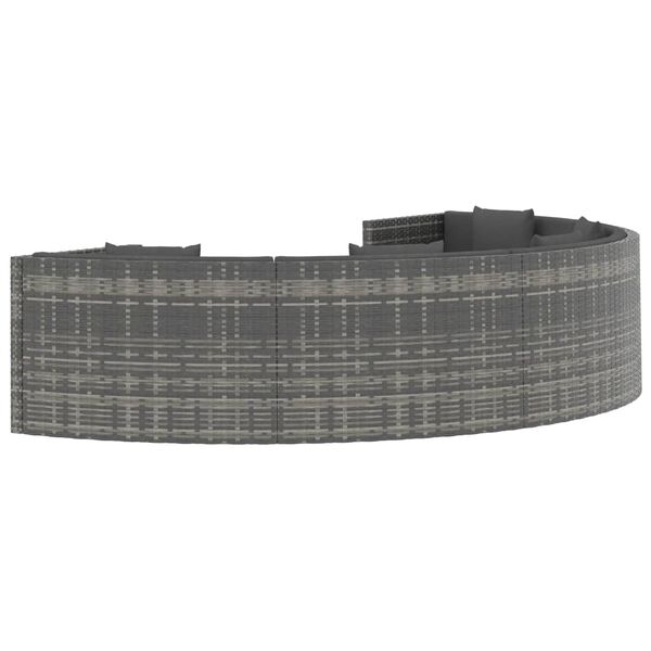 vidaXL 6-delige Loungeset met kussens poly rattan grijs