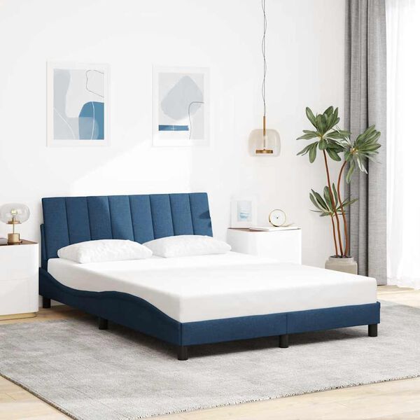 vidaXL Bedframe zonder matras "Hanko" stof blauw 140x190 cm