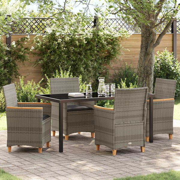 vidaXL Tuin Eetset 5 pcs Grijs poly rattan