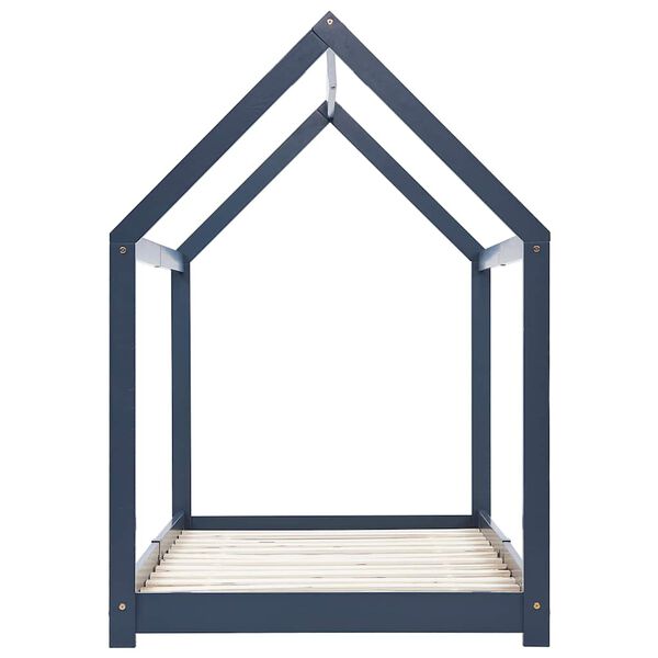 vidaXL Kinderbedframe massief grenenhout grijs 90x200 cm