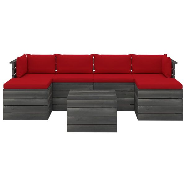 vidaXL 7-delige Loungeset met kussens pallet massief grenenhout