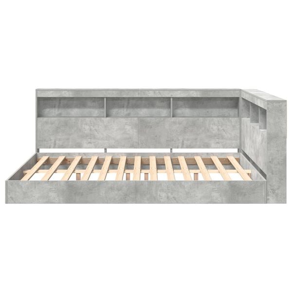 vidaXL Boekenkast Bed met opslag Betongrijs 140 x 200 cm Bewerkt hout