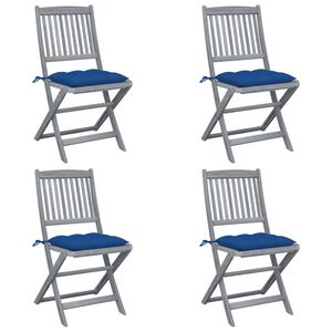 vidaXL Set van 4 klapstoelen met kussens, gemaakt van massief acaciahout.