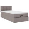 vidaXL Bed poef met matras en LED's 90x200 cm stof taupe