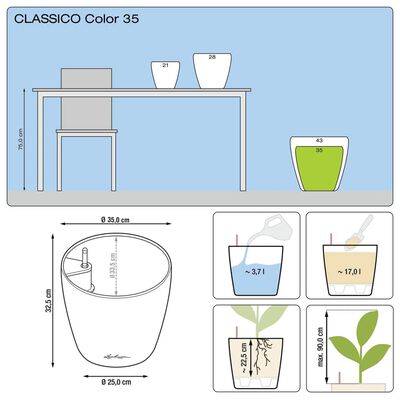 LECHUZA Plantenbak Classico Color 35 ALL-IN-ONE wit 13210