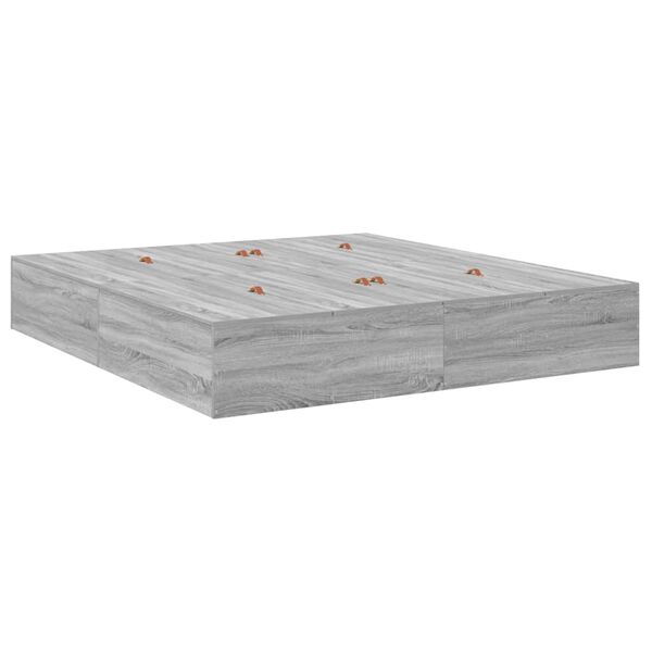 vidaXL Opbergbedframe Grijs Sonoma 180 x 200 cm Bewerkt hout