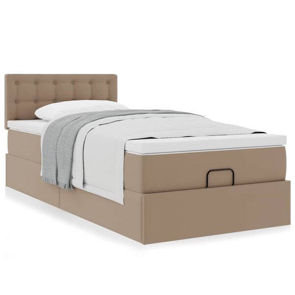vidaXL Ottomaanse bed met matras 90x200cm kunstleer cappuccinokleurig
