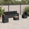 vidaXL 7-delige Loungeset met kussens poly rattan zwart