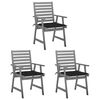 vidaXL Tuinstoelen 3 st met kussens massief acaciahout