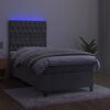 vidaXL Boxspring met matras en LED fluweel lichtgrijs 100x200 cm