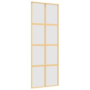 vidaXL Schuifdeur 76x205 cm mat ESG-glas en aluminium goudkleurig