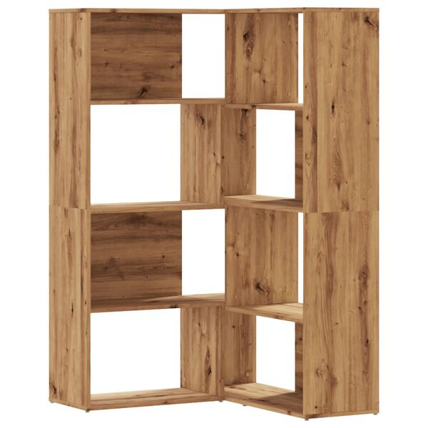 vidaXL Boekenkast 4-laags hoek 85x85x140 cm hout artisanaal eikenkleur