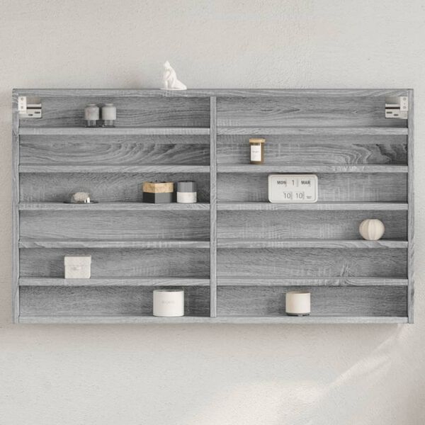 vidaXL Vitrinekast 100x8,5x58 cm bewerkt hout grijs sonoma eikenkleur