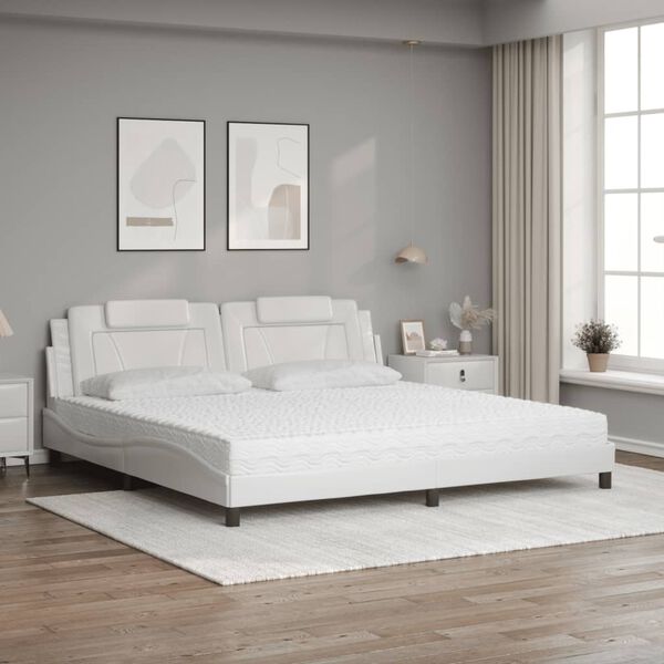 vidaXL Bed "Viana" met matras kunstleer wit 200x200 cm