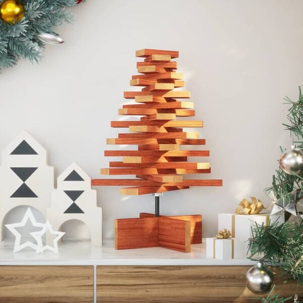 vidaXL Kerstdecoratie kerstboom 60 cm massief grenenhout wasbruin