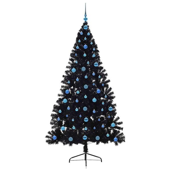 vidaXL Kunstmatig Voorverlicht Kerstboom met 300 LED Zwart 210 cm PVC