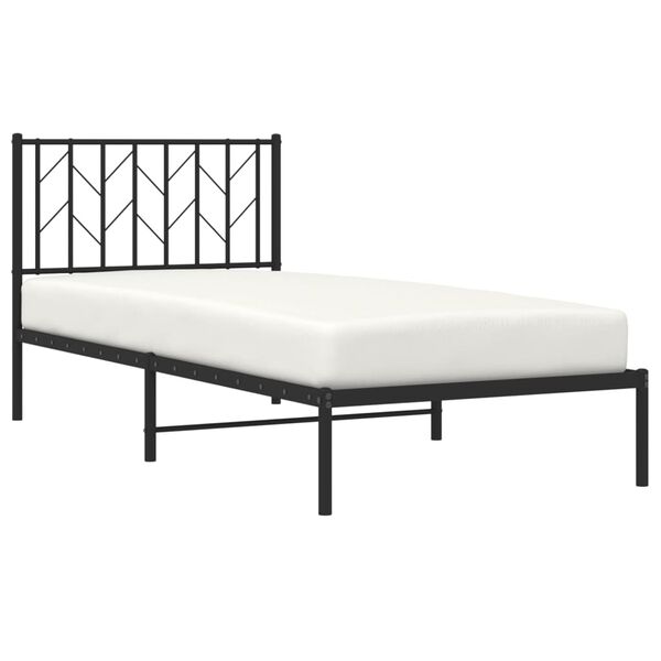 vidaXL Bedframe met hoofdbord metaal zwart 90x190 cm