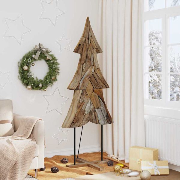 vidaXL Kerstboom met standaard Bruin 180 cm Massief teakhout