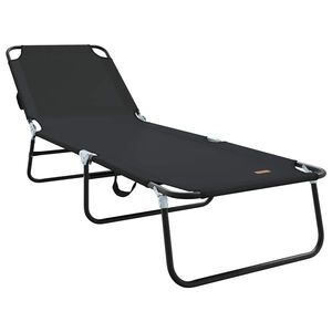 vidaXL Opvouwbare zonnebed Zwart 188 x 57 x 86,5 cm Polyester