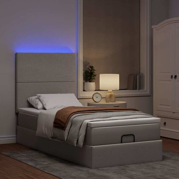 vidaXL Ottoman bed met matras en LED's 80x200cm stof taupe