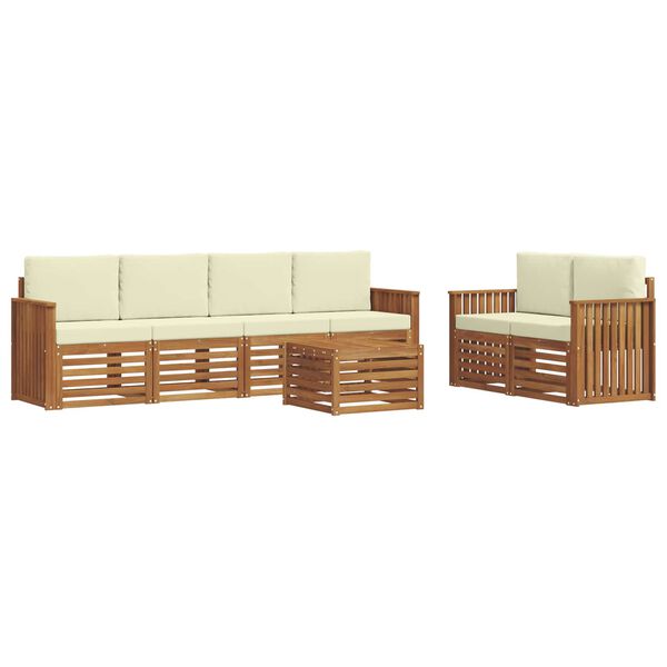 vidaXL Sofa-Sets 7 pcs Natuurlijk en Cr&egrave;me Massief Acaciahout