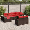 vidaXL 10-delige Loungeset met kussens poly rattan bruin