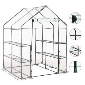 vidaXL Tuinkas met 8 schappen 143x143x195 cm
