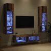 vidaXL TV-wandmeubel met LED-striplichten 6 pcs Oud Hout Bewerkt hout