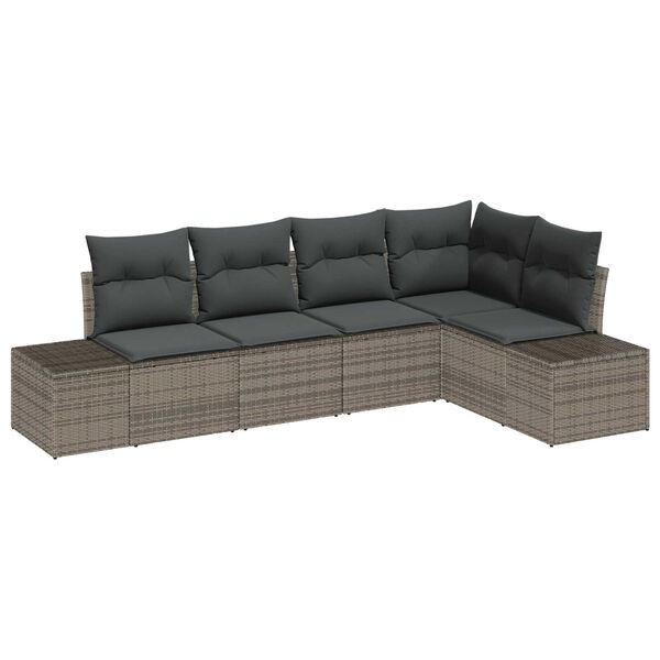 vidaXL Tuin Sofa Set 5 pcs Grijs poly rattan