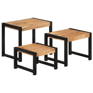 vidaXL Tafeltjesset 3 st massief hout