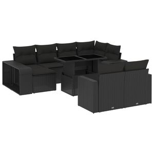 vidaXL 11-delige Loungeset met kussens poly rattan zwart