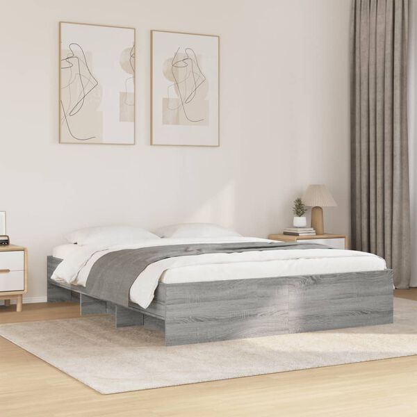 vidaXL Bedframe zonder matras 160x200 cm spaanplaat grijs Sonoma