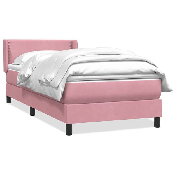 vidaXL Boxspring met matras fluweel roze 80x220 cm
