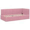 vidaXL Hoekbedframe met hoofdeinde Roze 90 cm x 200 cm Fluweel