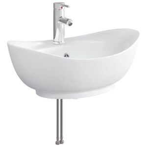vidaXL Badkamer wastafel met kraan en afvoer Chroom 59 x 35 x 21 cm