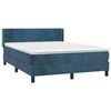 vidaXL Boxspring met matras fluweel donkerblauw 140x200 cm